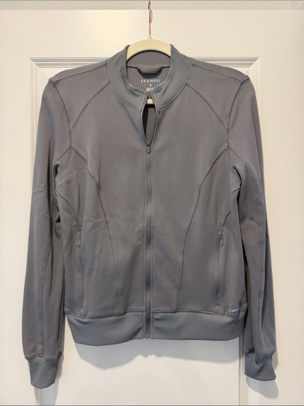 Jaanuu Steel Gray Zip Front Bomber Jacket